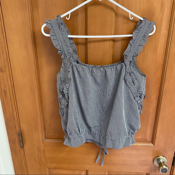 Hoity Toity Tops | Black and Grey Striped Tank - Picture 2 of 5